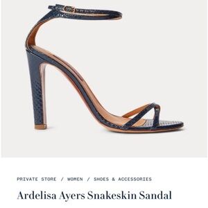 Ralph Lauren Collection Ardelisa Ayers Snakeskin Sandals Heels Dark Navy size 40